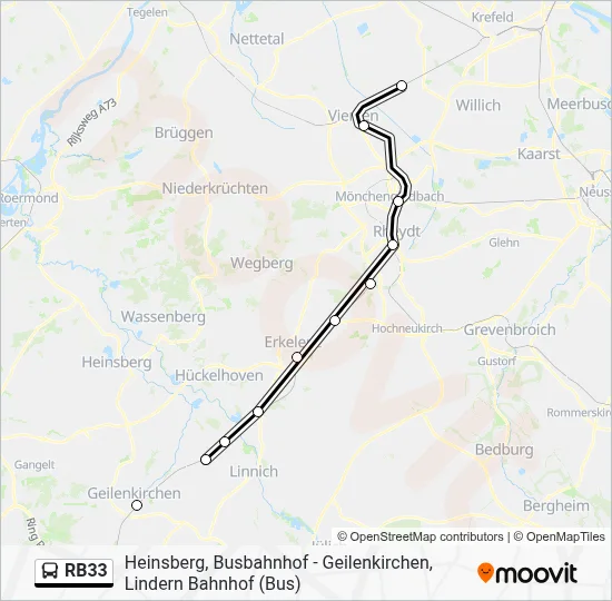 Buslinie RB33 Karte