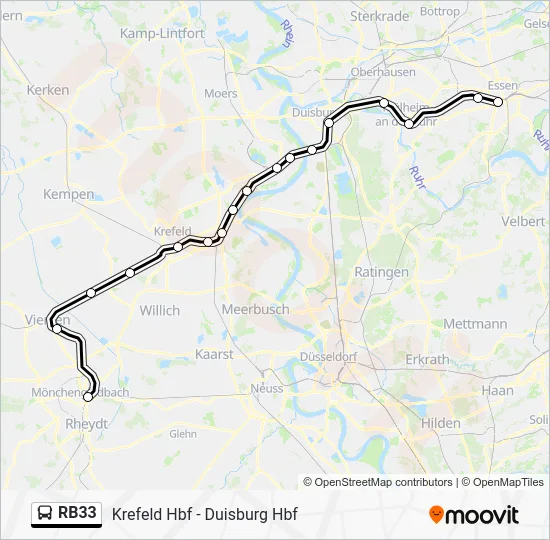 Автобус RB33: карта маршрута