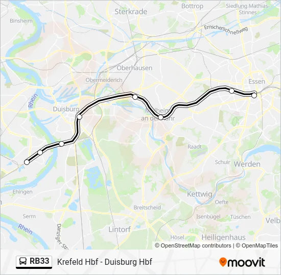 Автобус RB33: карта маршрута