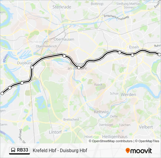 Автобус RB33: карта маршрута