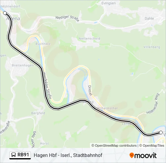 RB91 Bus Line Map