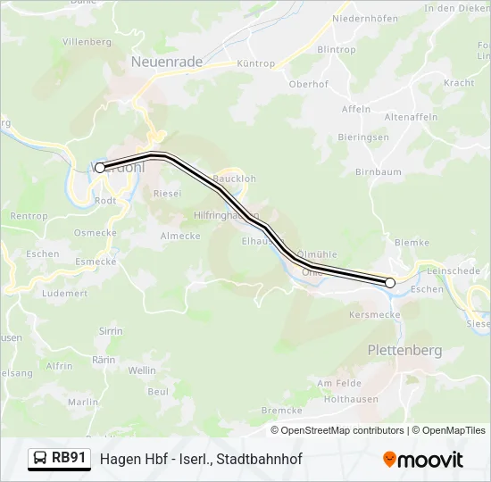 RB91 Bus Line Map