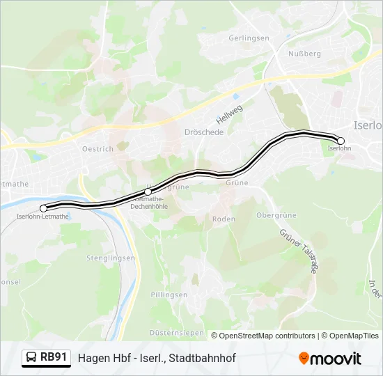 RB91 Bus Line Map