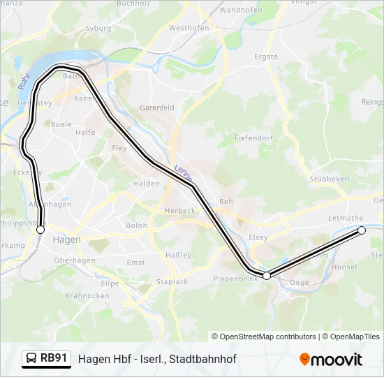RB91 Bus Line Map