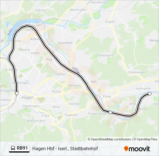 RB91 Bus Line Map