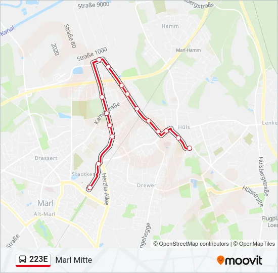 223E Bus Line Map