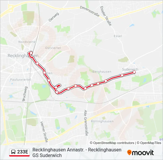233E Bus Line Map