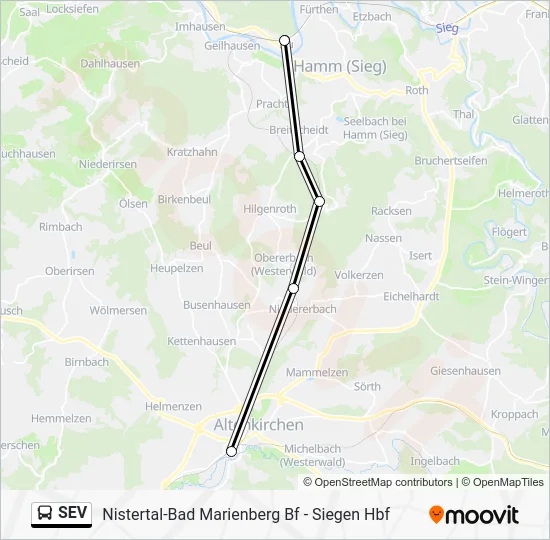 Автобус SEV: карта маршрута