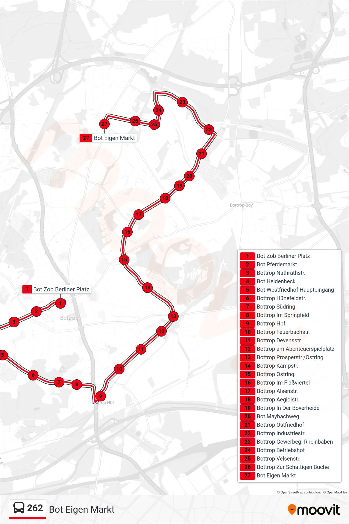 Linie 262 (Bus) Richtung Bot Eigen Markt: Route und Haltestellen auf der Karte