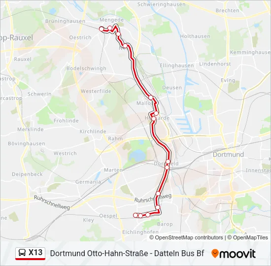 X13 Bus Line Map