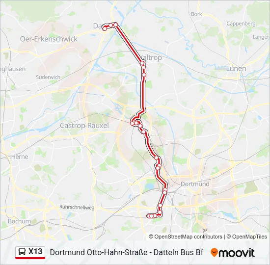 X13 Bus Line Map