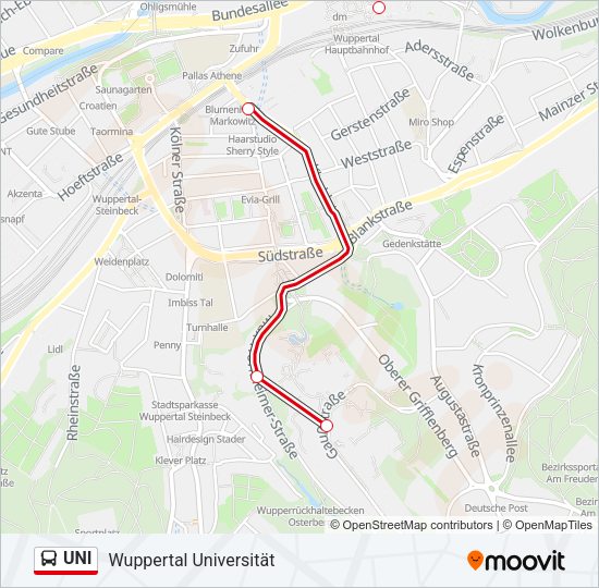UNI Bus Line Map