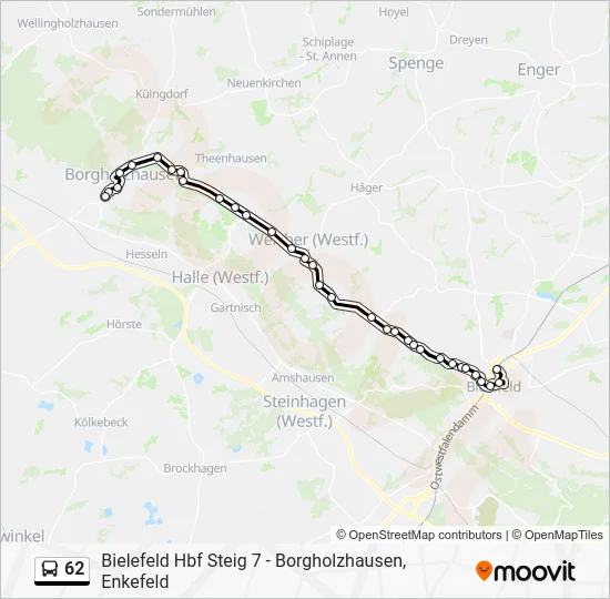 Автобус 62: карта маршрута