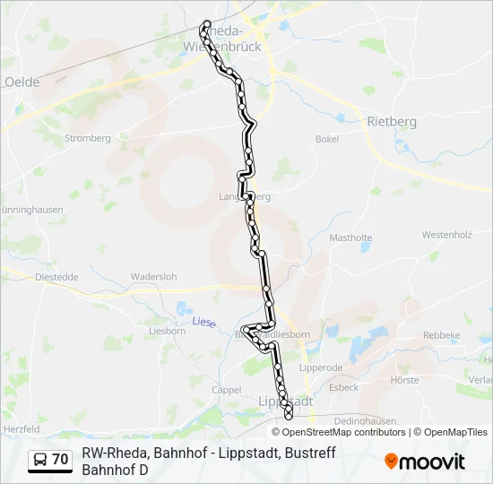 70 Bus Line Map