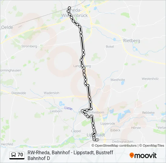 70 Bus Line Map