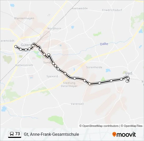 73 Bus Line Map