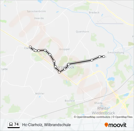 74 Bus Line Map