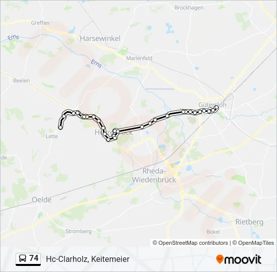 Buslinie 74 Karte
