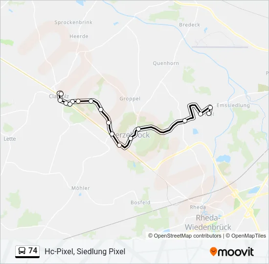74 Bus Line Map