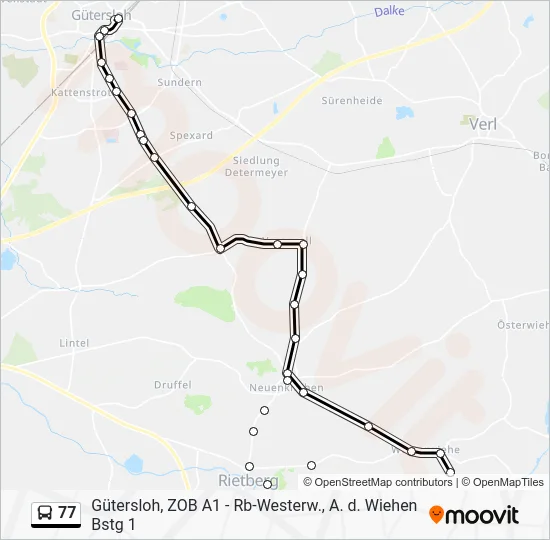 Автобус 77: карта маршрута