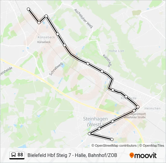 Автобус 88: карта маршрута