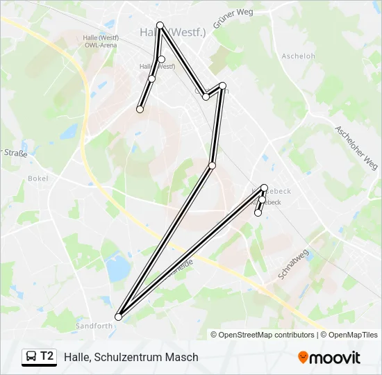 T2 Bus Line Map
