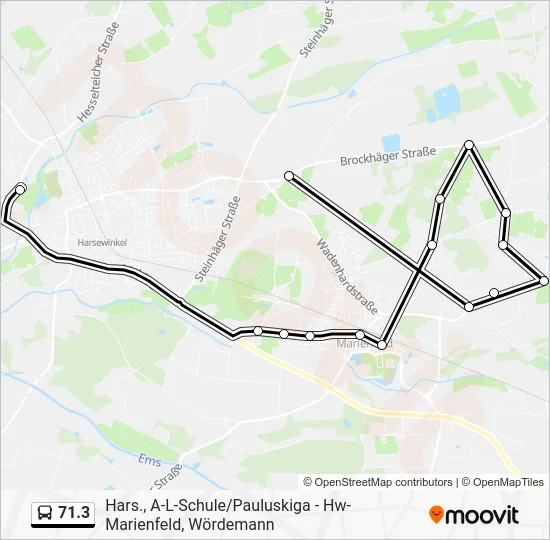 Автобус 71.3: карта маршрута