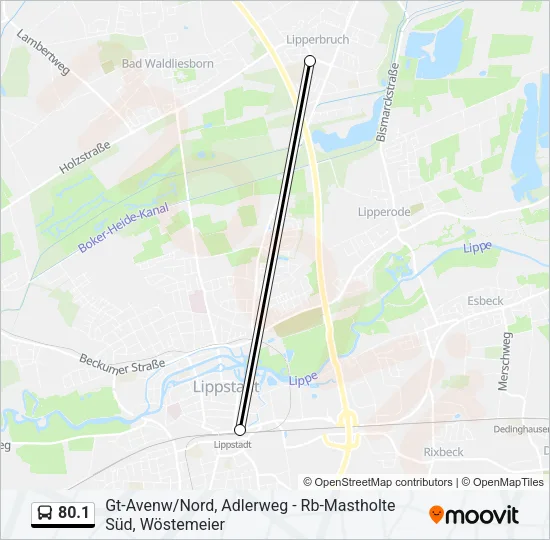 Автобус 80.1: карта маршрута