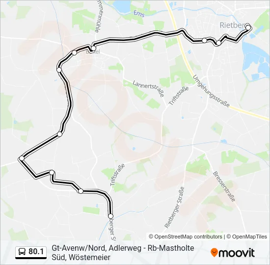 Автобус 80.1: карта маршрута