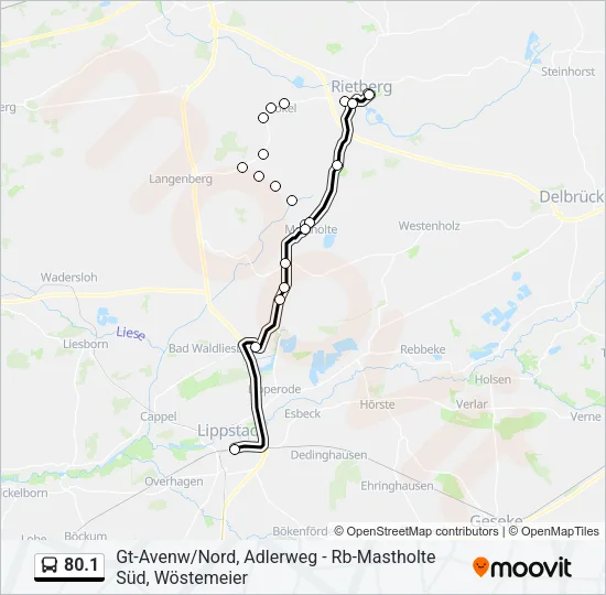 Автобус 80.1: карта маршрута