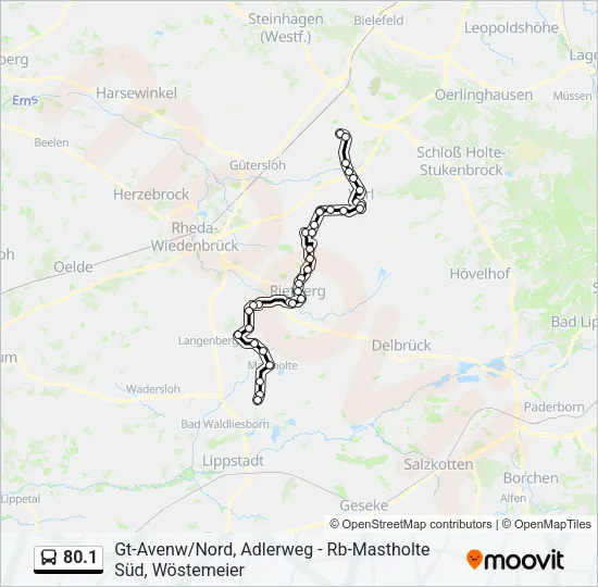 Автобус 80.1: карта маршрута