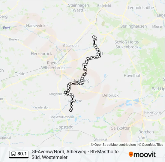Автобус 80.1: карта маршрута