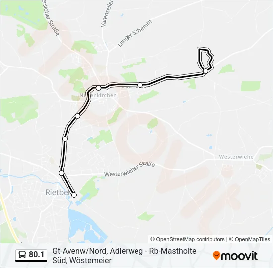 Автобус 80.1: карта маршрута