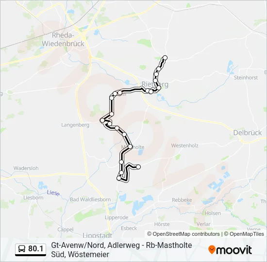 Автобус 80.1: карта маршрута