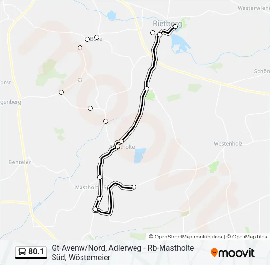 Автобус 80.1: карта маршрута