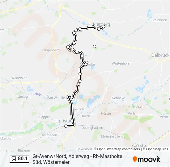 Автобус 80.1: карта маршрута