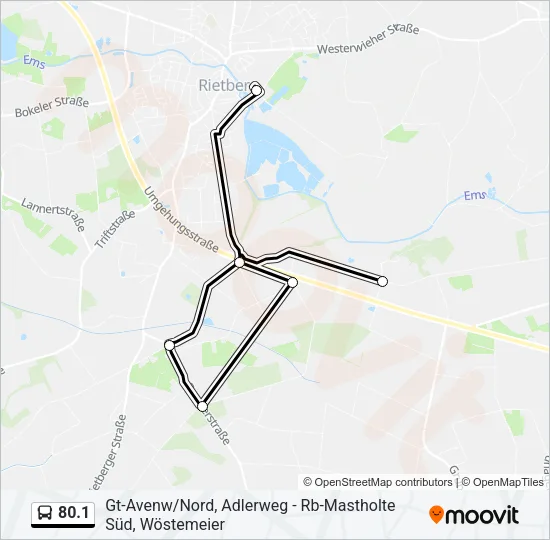 Автобус 80.1: карта маршрута