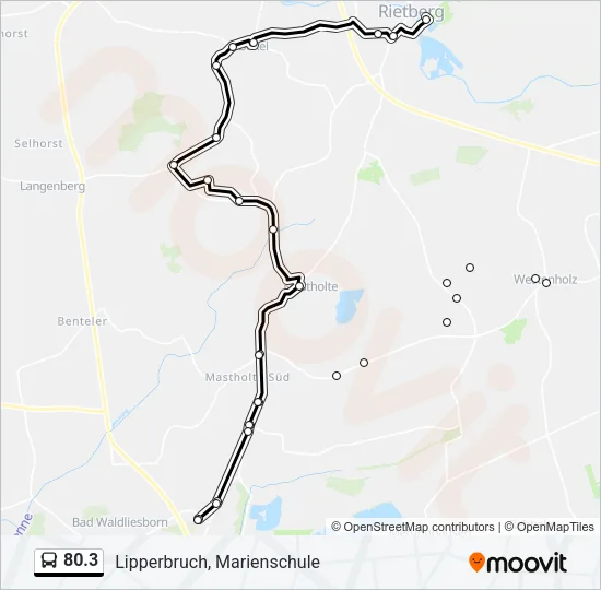 Автобус 80.3: карта маршрута