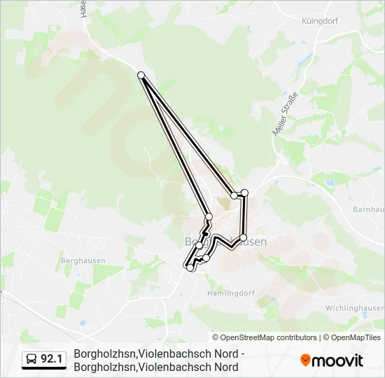 Автобус 92.1: карта маршрута