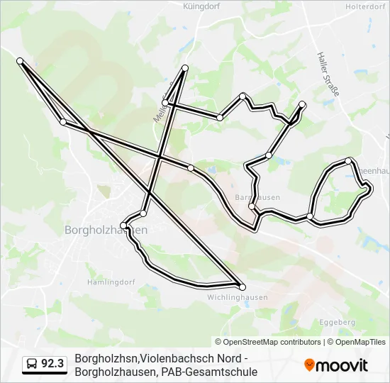 Автобус 92.3: карта маршрута