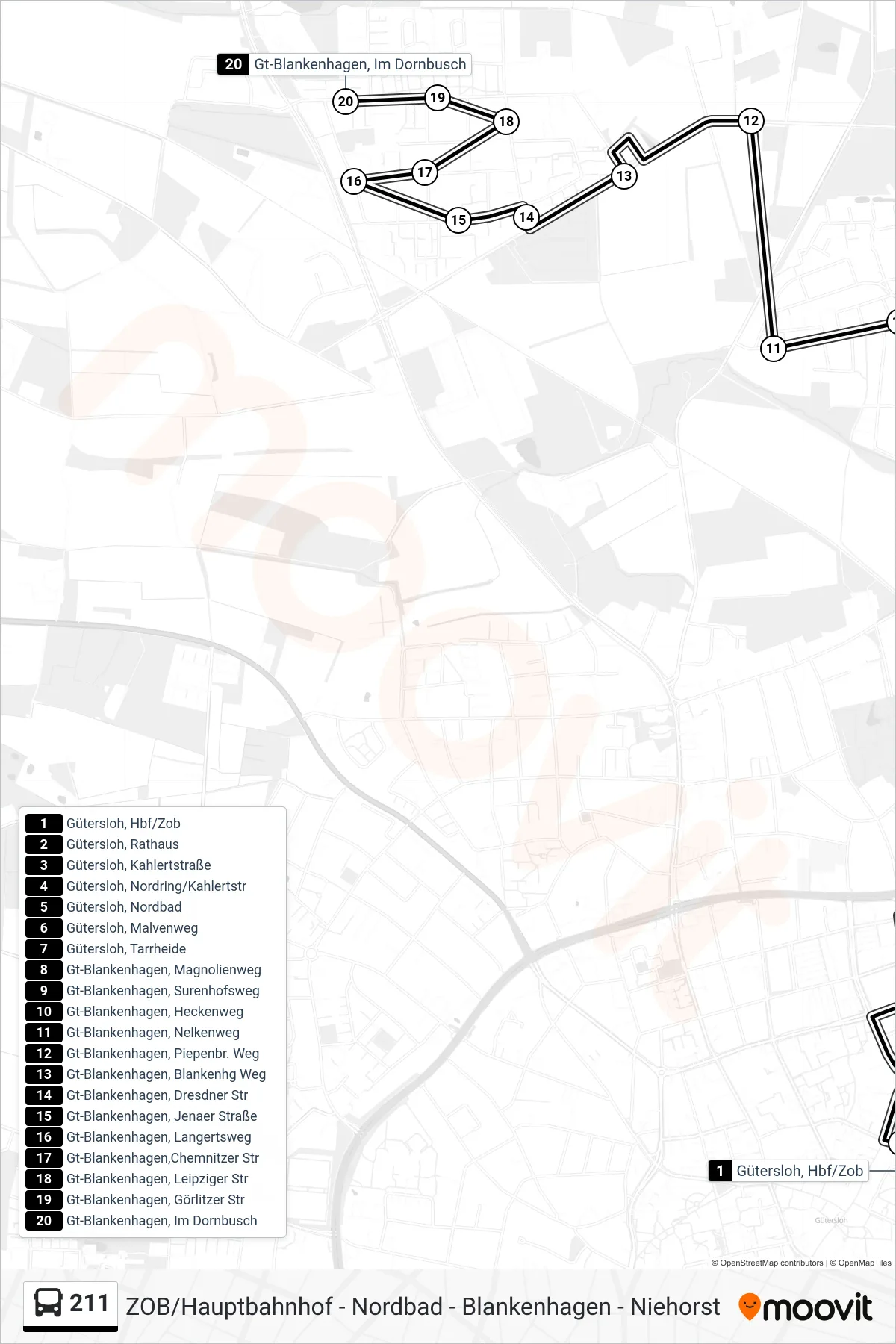 211 bus Line (Gt-Blankenhagen, Im Dornbusch) route and stops on a map