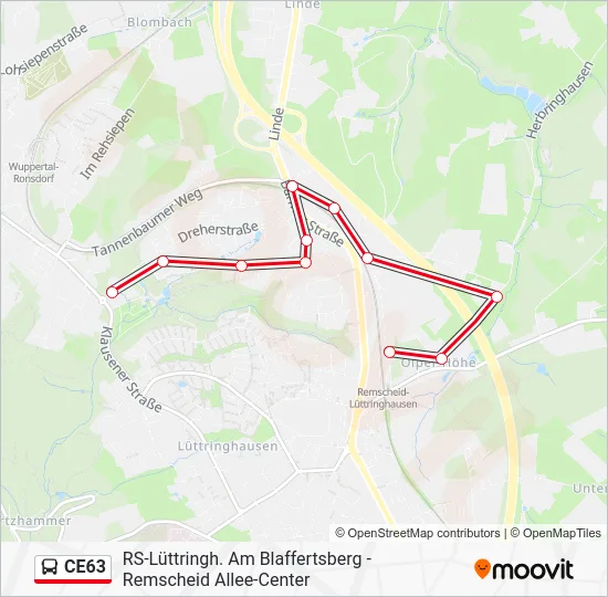 Автобус CE63: карта маршрута