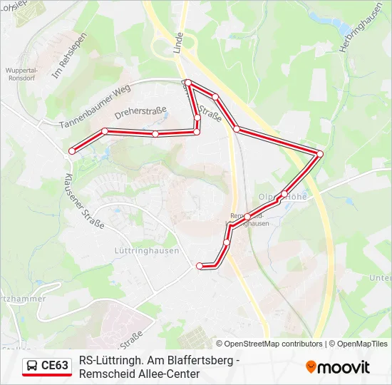 Автобус CE63: карта маршрута