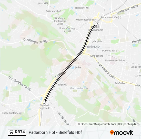 Buslinie RB74 Karte