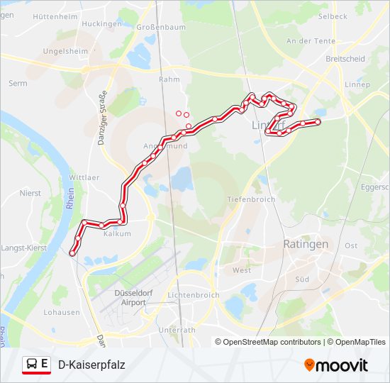 Автобус E: карта маршрута