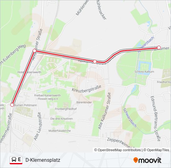 Автобус E: карта маршрута