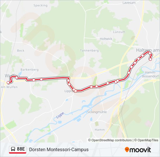 88E Bus Line Map
