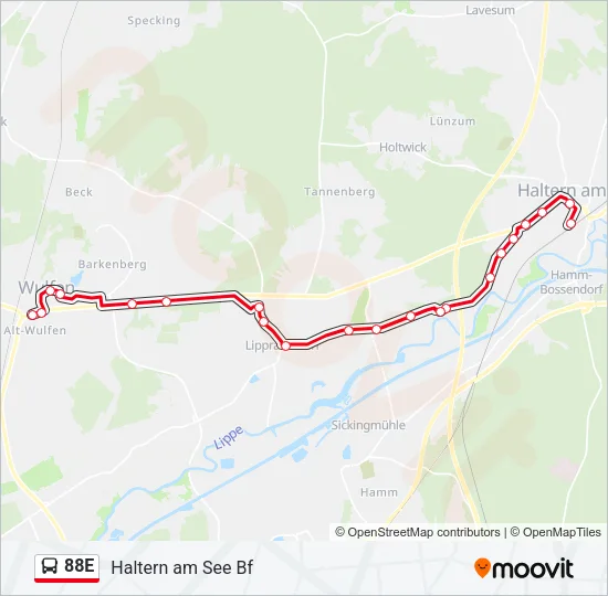 88E Bus Line Map