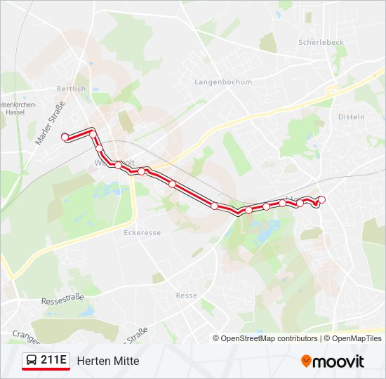 211E Bus Line Map