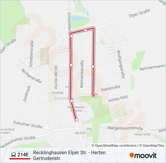 214E Bus Line Map